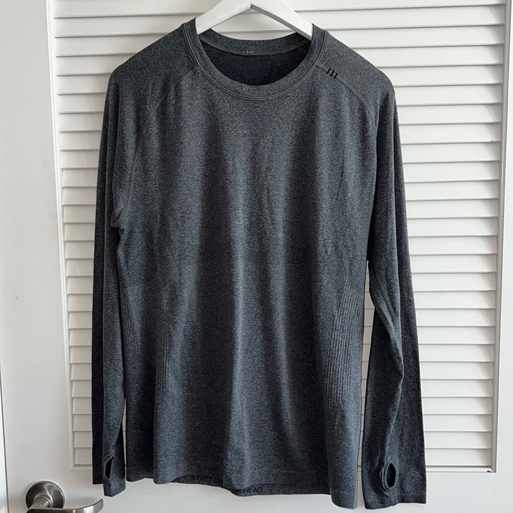 MEN’S LuLu Lemon Metal Vent Tech Long Sleeve Shirt. Steel Grey Med. LIKE NEW.